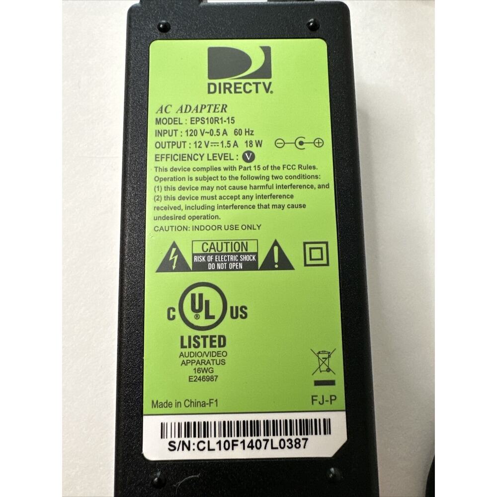 Direct TV AC Adapter Power Supply Model EPS10R1-15,‎ Output 12V 1.5A, 18 W